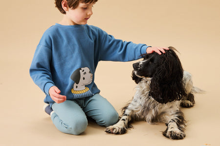 Beautiful baby in MORI's Organic Cotton Heart Sweatshirt 